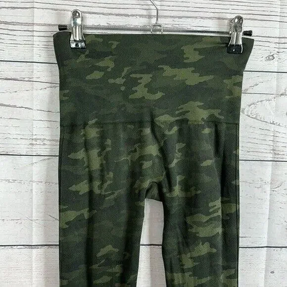 Spanx Camo Leggings Womens Small Green High Rise Seamless Shaping Slimming - Picture 5 of 8